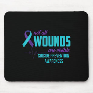 Teal And Purple Ribbon Suicide Prevention Awarenes Mouse Pad