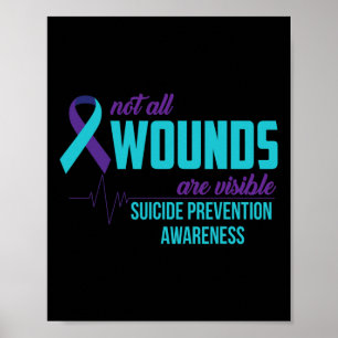 Teal and Purple Ribbon Suicide Prevention Awarenes Poster