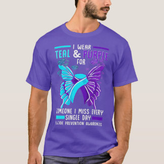 Teal and Purple Ribbon Suicide Prevention Awarenes T-Shirt
