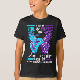 Teal and Purple Ribbon Suicide Prevention Awarenes T-Shirt