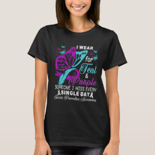 Teal And Purple Ribbon Suicide Prevention Awarenes T-Shirt