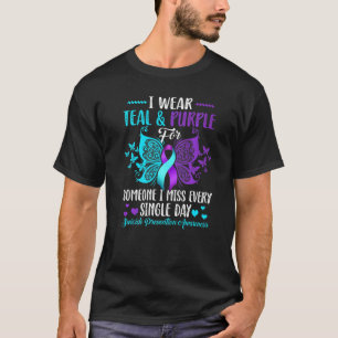 Teal And Purple Ribbon Suicide Prevention Awarenes T-Shirt