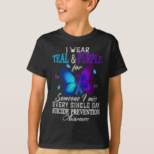 Teal and Purple Ribbon Suicide Prevention Awarenes T-Shirt
