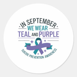 Teal And Purple September Suicide Prevention Aware Classic Round Sticker