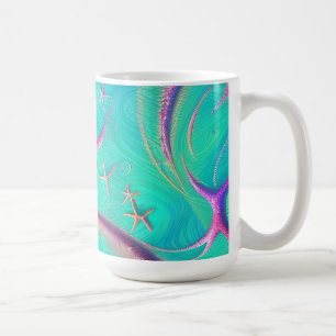Teal and Purple Starfish Beachy  Coffee Mug