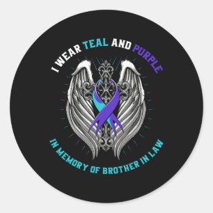 Teal And Purple Suicide Awareness Brother In Law C Classic Round Sticker