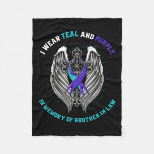 Teal And Purple Suicide Awareness Brother In Law C Fleece Blanket
