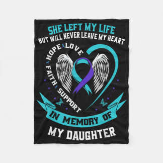 Teal And Purple Suicide Awareness Daughter Memoria Fleece Blanket