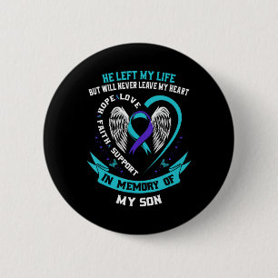 Teal and Purple Suicide Awareness Ribbon In Memory 6 Cm Round Badge