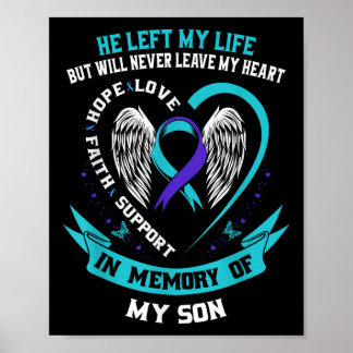 Teal And Purple Suicide Awareness Ribbon In Memory Poster