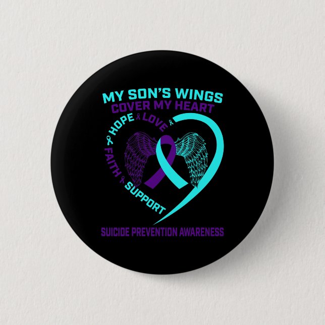 Teal and Purple Suicide Prevention Awareness Son H 6 Cm Round Badge (Front)