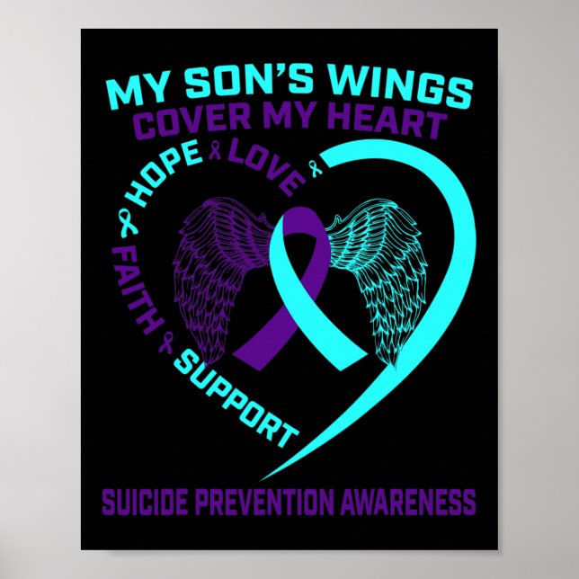 Teal and Purple Suicide Prevention Awareness Son H Poster (Front)