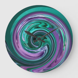 Teal and Purple Swirl Clock