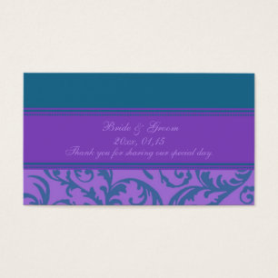 Teal and Purple Swirl Wedding Favour Tags