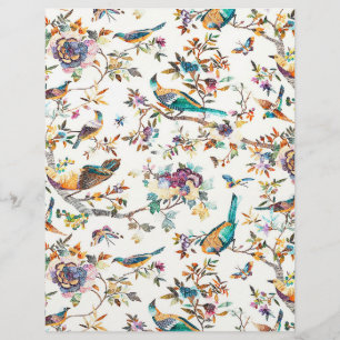 Teal and purple vintage birds