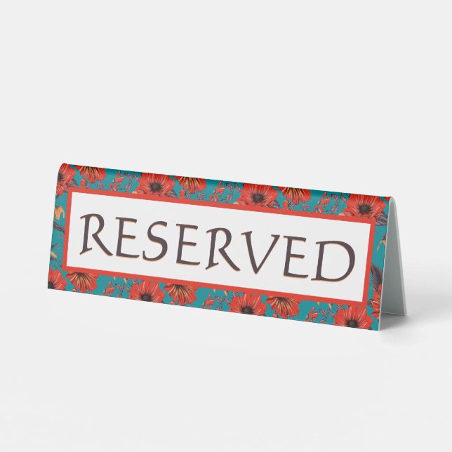  Teal and Red Floral Cafe Restaurant Reserved (Back)