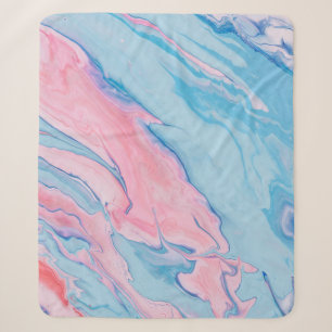 TEAL AND RED FLUID ABSTRACT PAINTING SHERPA BLANKET