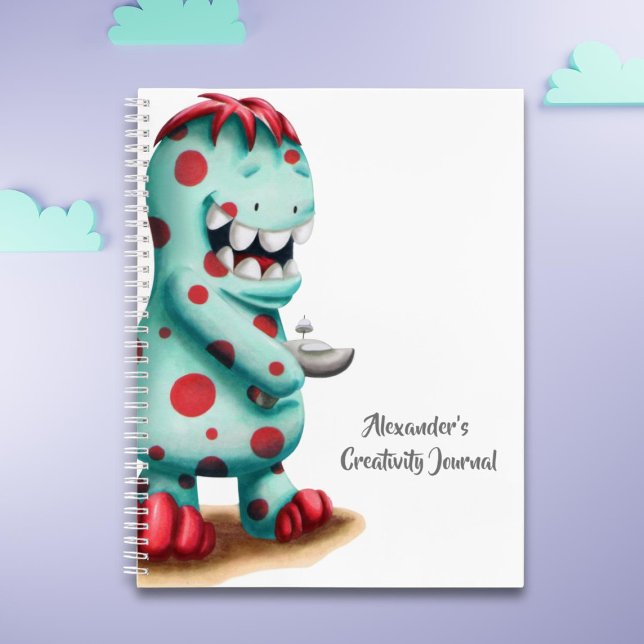 Teal and Red Monster Alien Personalised Notebook (Creator Uploaded)