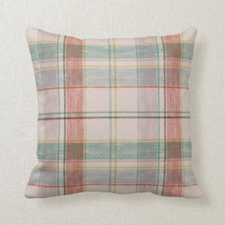 Teal and Red Plaid Cushion