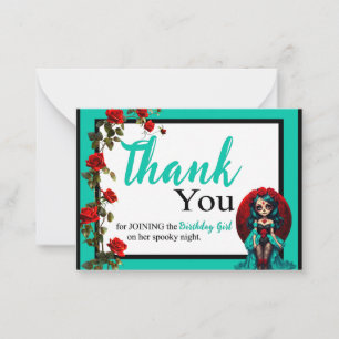 Teal and Red Roses Sugar Skulls Card