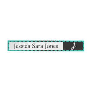 Teal and Red Roses Sugar Skulls Wraparound Address Label