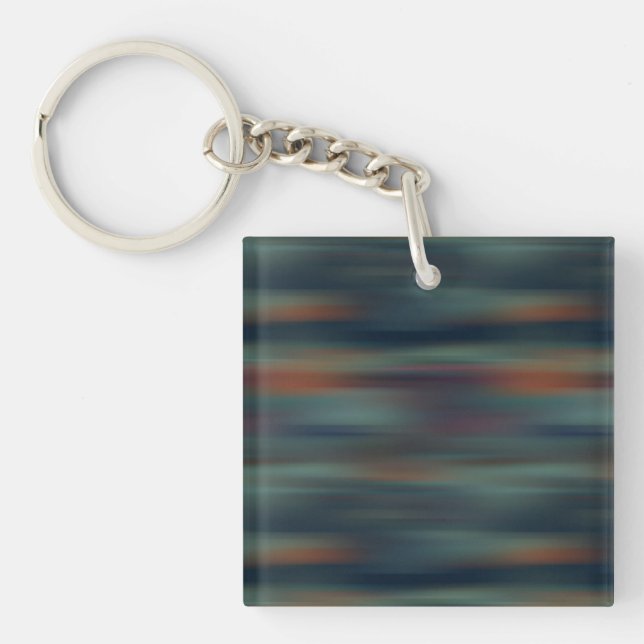 teal and red streaks abstract key ring (Front)