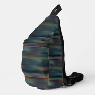 teal and red streaks abstract sling bag