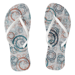Teal and Rust Geometric Abstract Thongs