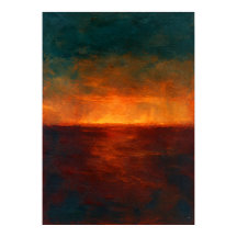 Teal and Rust Horizon Abstract With Glowing Orange