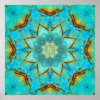 Teal and Rust Mandala Poster