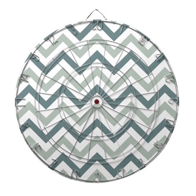 Teal and sage chevron dartboard (Front)