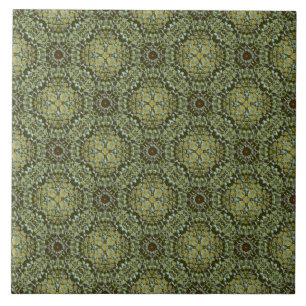 Teal and Sage Knit Medallion Pattern Ceramic Tile