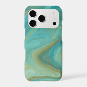 Teal and Sandy Brown Swirls Marble Art