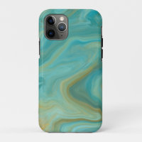 Teal and Sandy Brown Swirls Marble Art