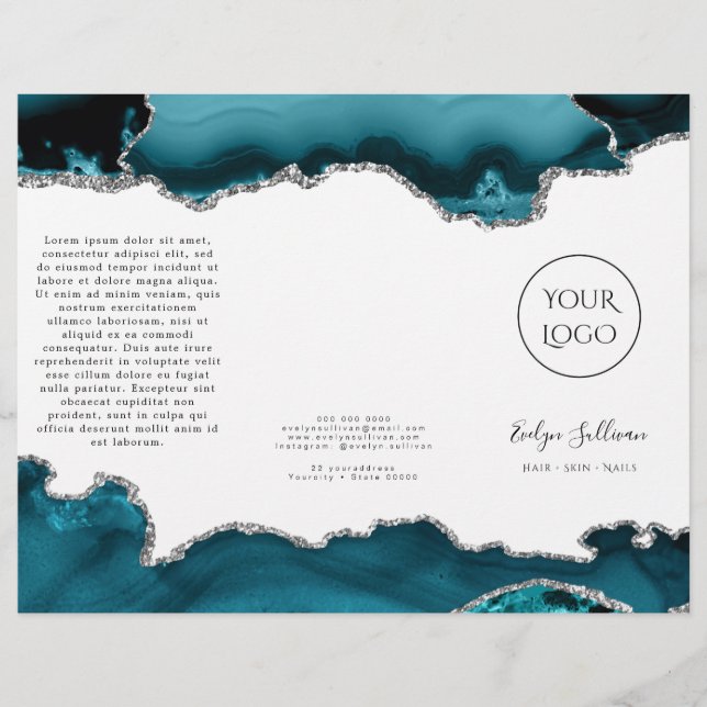 teal and silver agate  brochure (Front)