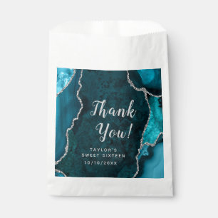 Teal and Silver Agate Sweet Sixteen Thank You Favour Bag