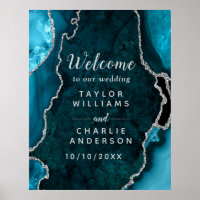 Teal and Silver Agate Wedding Welcome