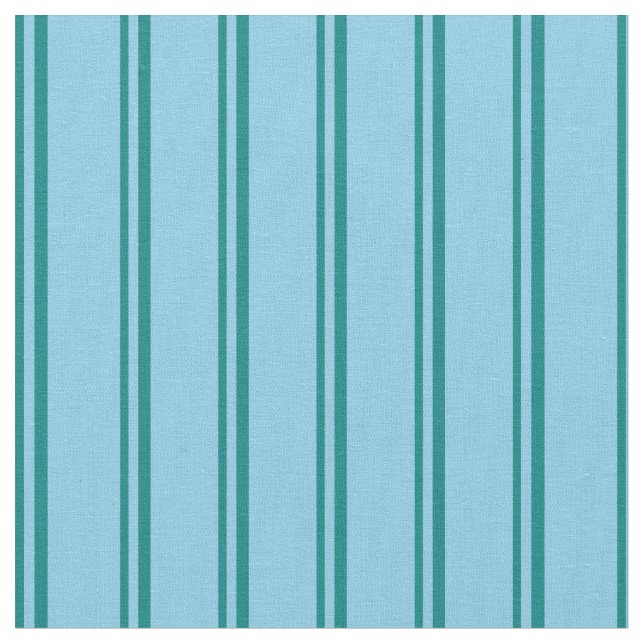Teal and Sky Blue Coloured Pattern of Stripes Fabric (Close Up)