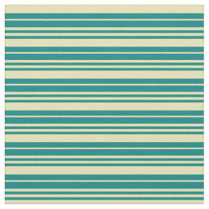 Teal and Tan Lined/Striped Pattern Fabric