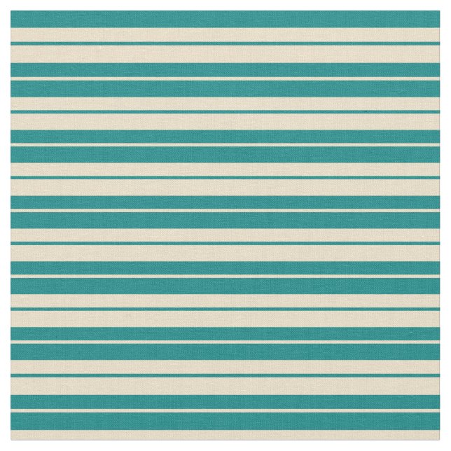 Teal and Tan Pattern of Stripes Fabric (Close Up)