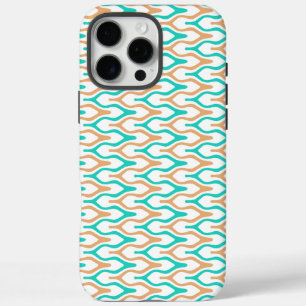 Teal and Tan Wavy Chevron Pattern iPhone 16 Pro Max Case