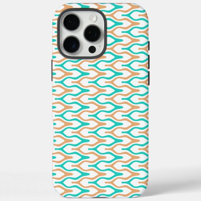 Teal and Tan Wavy Chevron Pattern Case-Mate iPhone Case (Back)
