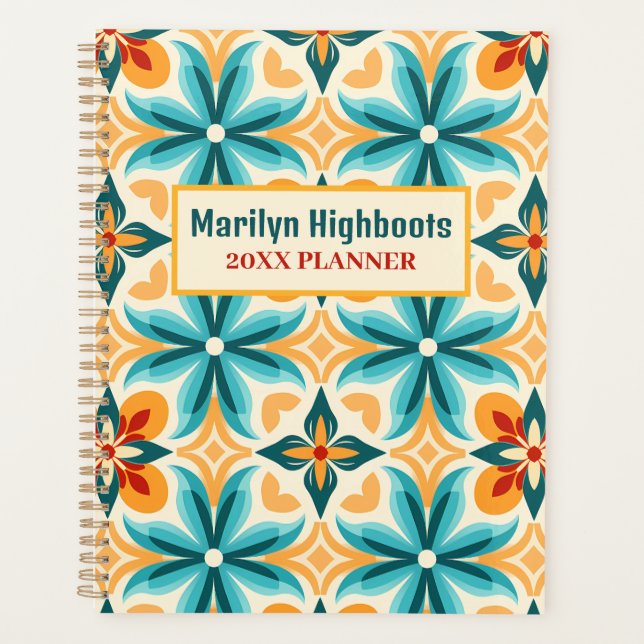 Teal and Tangerine Mid-Century Planner (Front)