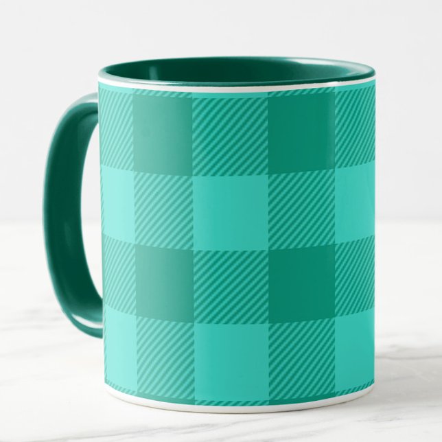 Teal And Turquoise Gingham Plaid Design  Mug (Creator Uploaded)