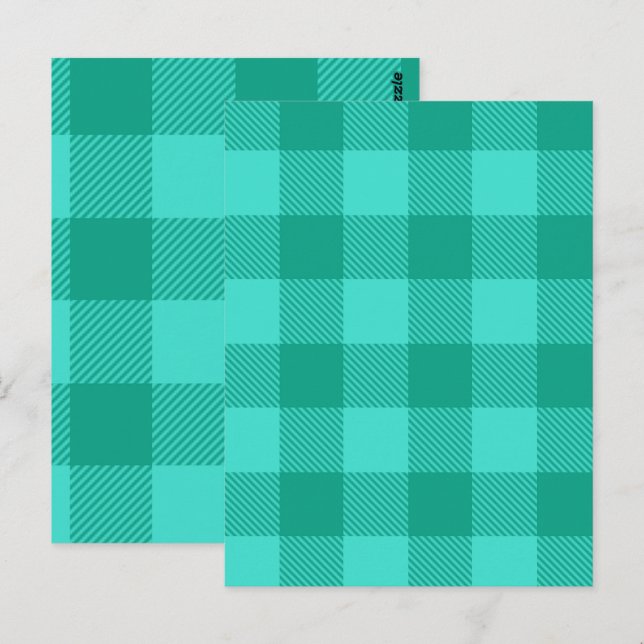 Teal And Turquoise Gingham Plaid Design  Postcard (Front/Back)