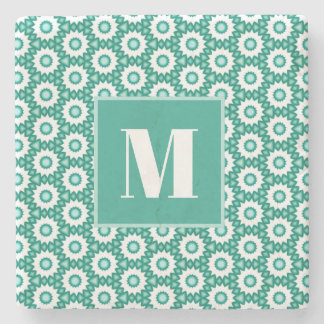 Teal and Turquoise Initial Stone Coaster