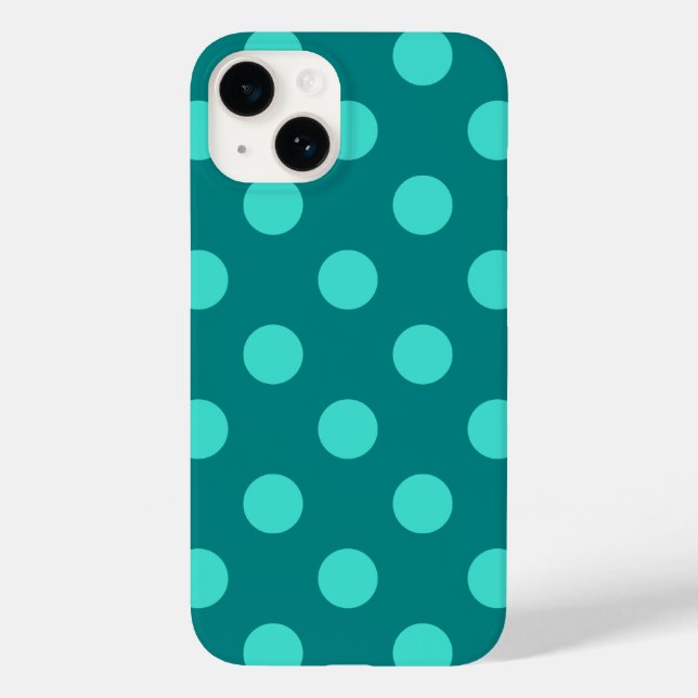 Teal and Turquoise Polka Dots Case-Mate iPhone Case (Back)