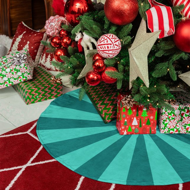 Teal and Turquoise Starburst Stripes Brushed Polyester Tree Skirt (Teal and Turquoise Starburst Stripes Brushed Polyester Tree Skirt)