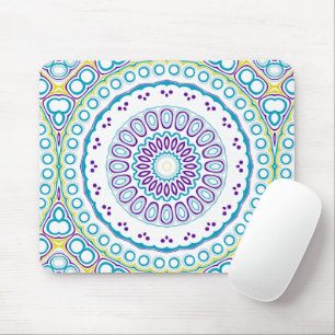 Teal and Violet Mandala Pattern Mouse Pad