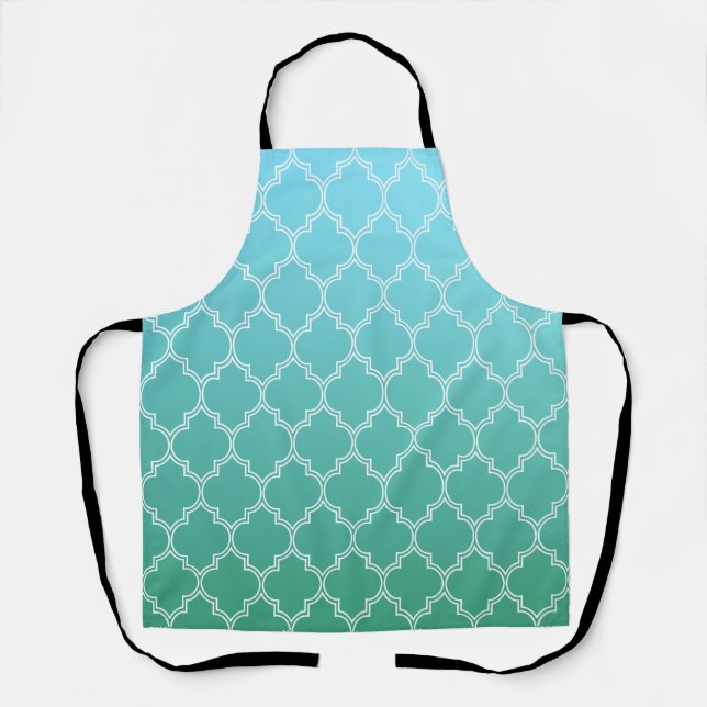 Teal and White Abstract Geometric Pattern  Apron (Front)